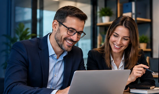 Cena ilustrativa de profissionais analisando informações de uma empresa